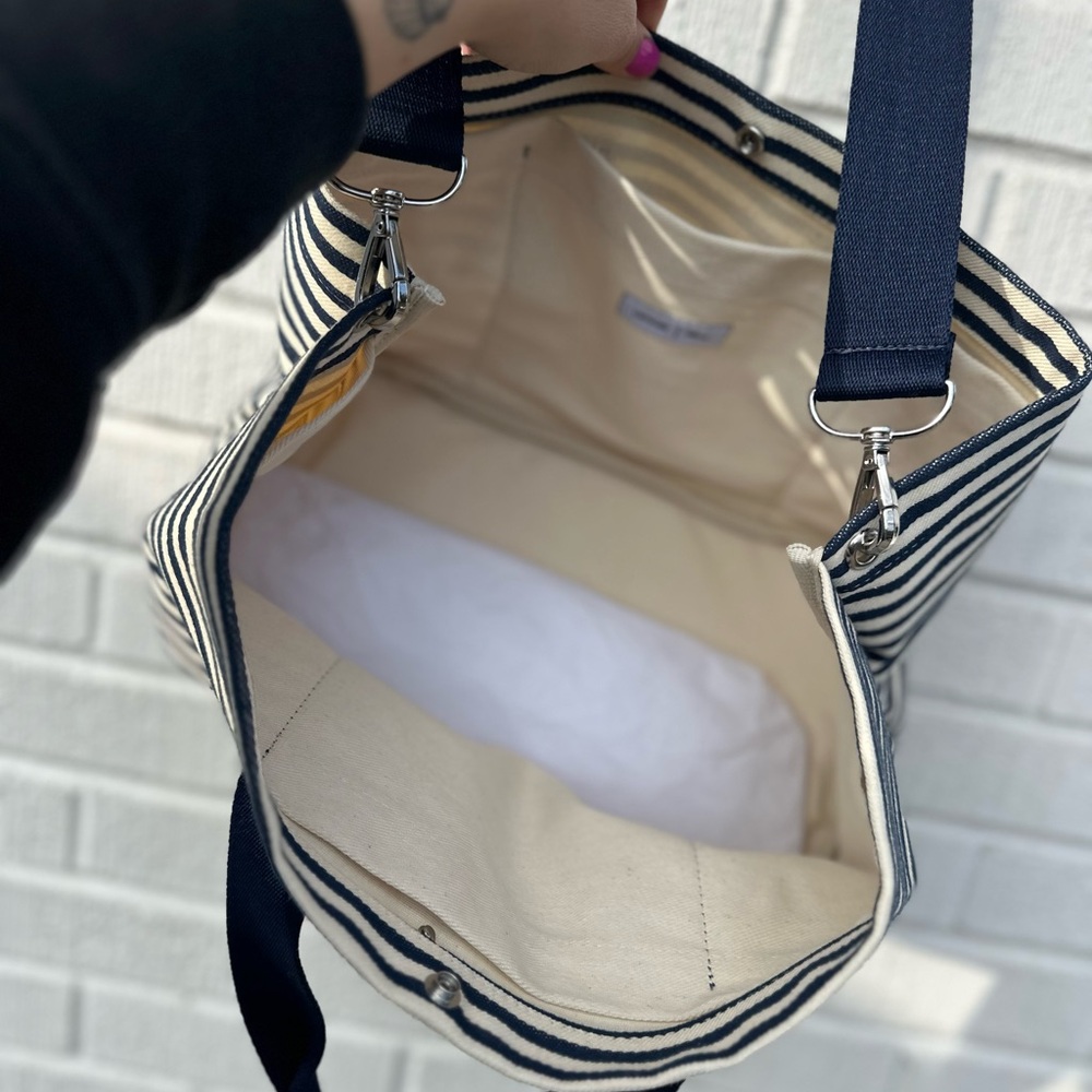 Americana Tote Bag In Indigo And Natural Awning Stripe - Picture 5 of 5